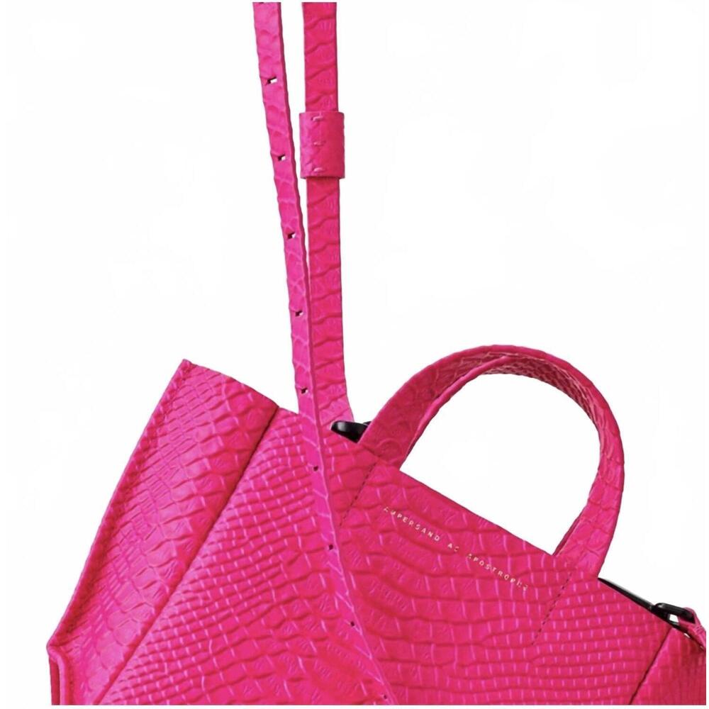 NEW AMPERSAND AS APOSTROPHE women's micro tote leather bag in neon pink python - Picture 2 of 3